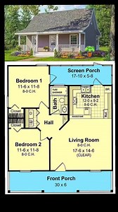 🌿 Two-bedroom house plan with a charming design. #houseplans #homeinspo #architecture #homebuilding #dreamhome #two-bedroomhome 🌿 #dreamhouse 🏡ℂ𝕋𝕋𝕆💚 | Dream House