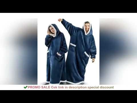 180cm Super Long Flannel Blanket Pyjamas with Sleeves Winter Hoodies Sweatshirt Women Men Pullover F