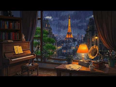 It’s a Rainy Night in 1940s Paris with Vintage Jazz Playing Somewhere Upstairs