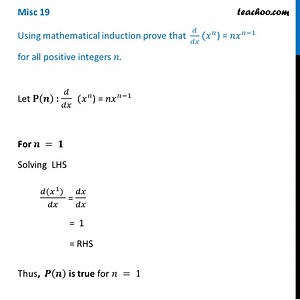 Question 1 - Using mathematical induction prove d/dx (xn) = nxn-1