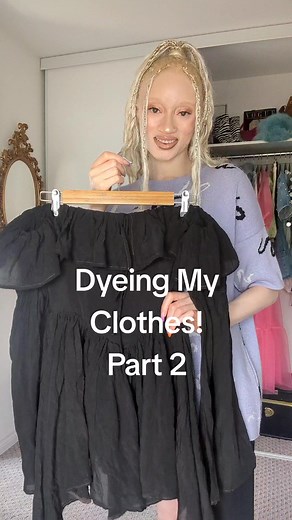 I'm super happy with the results I got using Rit Dye to dye my clothes and hope I inspired you to think about revamping and getting the most out of your wardrobe. Would y'all like to see a Get Ready With Me video of me styling my new dress into an outfit!? If you're interested in trying this DIY, here are some things I learned along the way: • The dryer fades color like crazy! Not shown in the video: Me learning that the hard way and having to buy more dye and repeat the whole process (😭😭😭). 