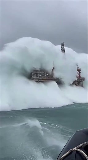 SURVIVAL MODE: 100ft Wave Shatters Oil Rig Windows! 😱🌊 #Shorts