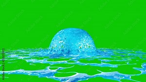 Realistic Water Geyser Green Screen 3D Rendering Animation