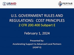 USG Rules and Regulations: Cost Principles