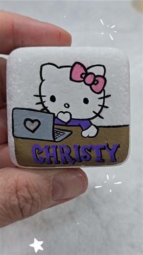Hello Kitty Rock Painting! 💜