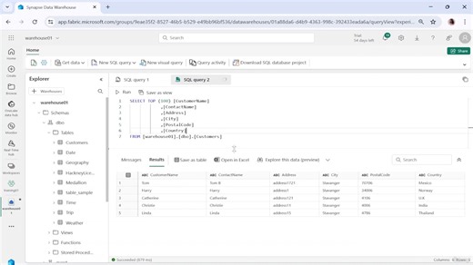 15. 15 Work with Tables in Fabric warehouse