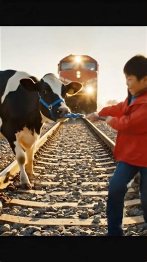 cow save from train accident#videos #shorts #trending