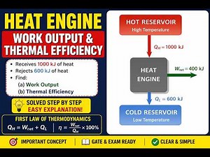 Heat Engine Work & Efficiency Explained | Easy Thermodynamics Problem #GATE