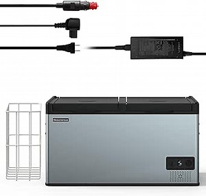 Wesonorous12 Volt Car Refrigerator,-10℉ to 55℉,12/24VDC&110-240V AC 52Qt Dual Zone 12 Volt Refrigerator,Portable Refrigerator for Camping, Travel, RV, Truck, Home,USB Charging