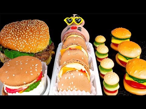 ASMR MUKBANG Giant Burger & Jelly Burger & Macaron Burger 🍔 EATING SHOW (4K)