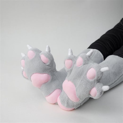 Gray Fursuit Socks | Pink Pad Toony Paws | Lightweight Feline Cosplay Claws - Etsy