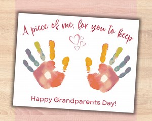 Grandparents Day Handprint Craft Keepsake, Baby's Hand Print Memories Grandparent Gift Printable Wall Art, Kids Idea, Preschool Activity - Etsy