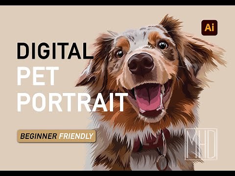 How to Make a DIGITAL PET PORTRAIT in Adobe Illustrator Tutorial | Draw Dog with Multiple Colors
