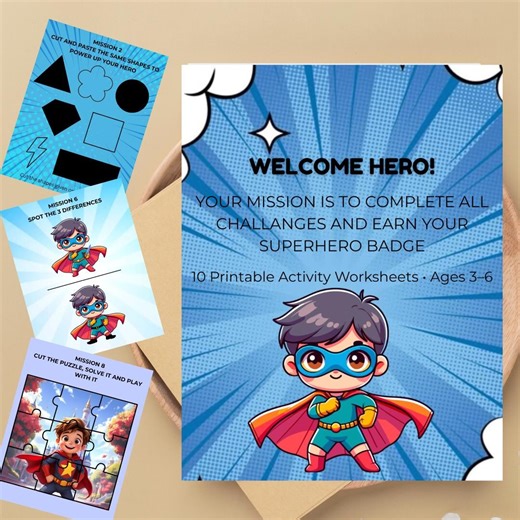 Superhero Activity Book for Kids | Fun Printable Missions, Puzzles & Creative Worksheets | Ages 3–6 Digital Download - Etsy
