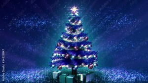 Magical Christmas Tree loop. Blue version. Growing tree version also available - search for 197548380 in Videos.