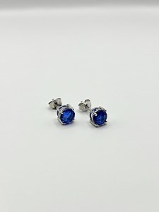 Round Natural Blue Spinel Stud Earrings – Vintage Sterling Silver - Etsy