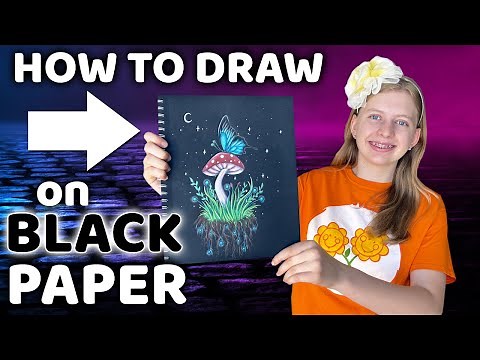 How to Draw on Black Paper - Easy Mushroom Tutorial || Art with Alyssa