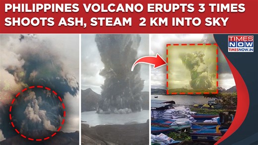 Taal Volcano in the Philippines reportedly erupted three times, sending huge ash plumes into the sky. According to reports, authorities have raised the alert level and warned people to stay away from danger zones. Watch this video for more information. #TNOriginals #TimesNow | TIMES NOW