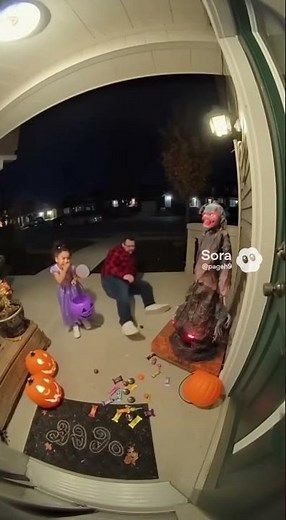 Ring doorbell cam: trick or treat fail dad falls