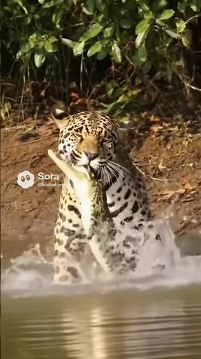 ​🤯 River Ambush! Giant Jaguar Leaps from Bank to Takedown a Crocodile in Unforgettable Hunt #ai