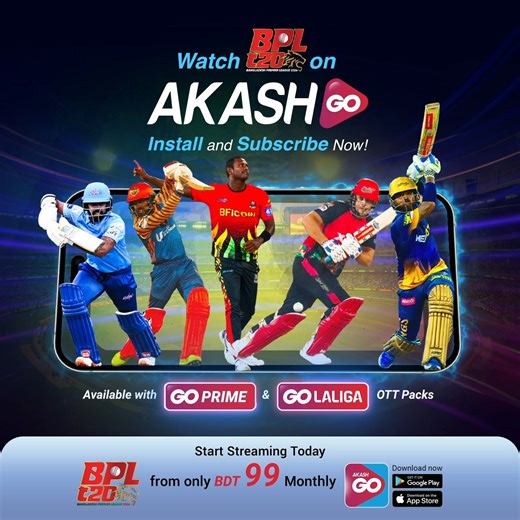 AKASH GO on Instagram: "Akash GO মানেই BPL দেখার সেরা এক্সপেরিয়েন্স! মাঠের সব উত্তেজনা, গ্যালারির সব উল্লাস দেখুন যখন যেখানে খুশি! GO Prime ও GO LaLiga প্যাক থেকে বেছে নিন আপনার পছন্দের প্যাক । BPL ও LALIGA লাইভ দেখুন, সাথে প্রিমিয়াম সব মুভি ও ওয়েব সিরিজে হারিয়ে যান ! এখনই ডাউনলোড করুন Akash GO এবং শুরু করুন আনলিমিটেড স্ট্রিমিং! ডাউনলোড করুন : https://me-qr.com/vFoBT7OL ভিজিট করুন : www.akashgo.com #BPL #BangladeshCricket #LiveCricket #BPLAction #AkashGO #AkashGOOTT #LaLiga #LaLigaLive #Stream