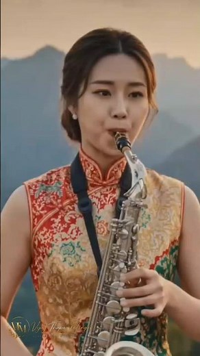 🎷 A Beautiful Saxophone Performance in Paradise 🌿 | Chinese Woman | Cinematic 4K #Shorts