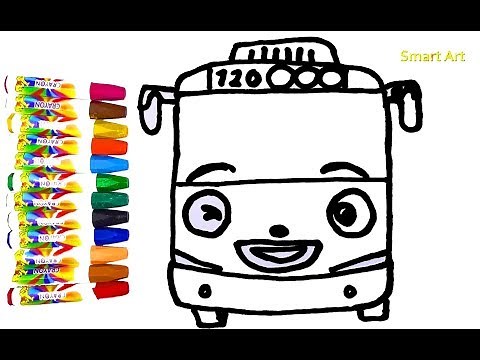 Belajar Cara Menggambar dan Mewarnai Bus Kecil Tayo / Drawing and Coloring The Little Bus Tayo