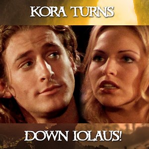 From Season 1 Episode 2, "Between Friends": Having failed to kill Hercules with the Phoenix that guards the chalice, Strife targets his friends by framing Iolaus for theft. | Hercules & Xena