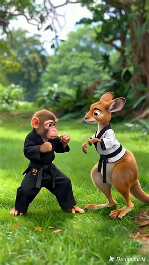 Latihan tinju (boxing training) Monkey vs Kangaroo #monkey #funny #kangaroo