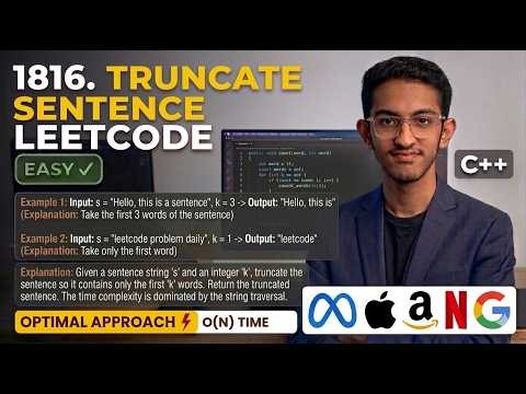 🔥 LeetCode 1816 - Truncate Sentence | C++ Solution Explained