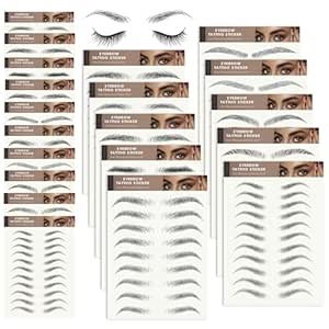 Amazon.com : 20 Sheets Eyebrow Tattoo Waterproof Eyebrow Sticker, 4D Hair Like Natural Fake Tattoo Eyebrows Peel Off Instant Transfers Brows Shaper Eyebrow Makeup Sticker for Women Girls, Variety Black : Beauty & Personal Care