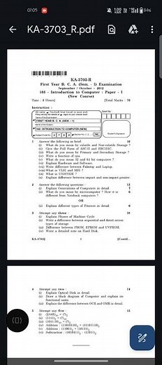 VNSGU FIRST YEAR BCA INTRODUCTION TO COMPUTER PAPER-1 QUESTION PAPER OCT/NOV 2012