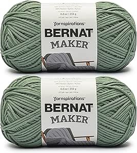 Bernat Maker Lichen Yarn - 2 Pack of 250g/8.8oz - 72% Cotton 28% Nylon - #5 Bulky - 290m/317Yards - for Knitting, Crochet and Amigurumi