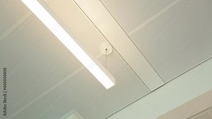 modern office interior, ceiling details of a stylish and modern office. Light and metal. white office.