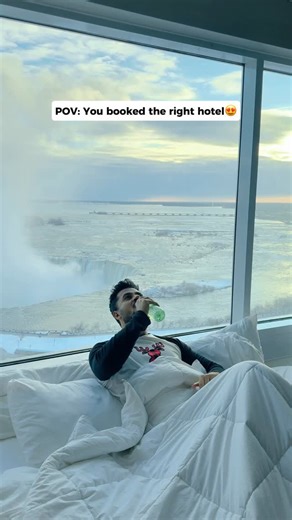 Kushal on Instagram: "Check caption for more details 😍 🏨 Marriott Niagara Fallsview – Room 1725 🛏️ Window-side small bed: +$30 🚗 Valet parking: $70 (very convenient 👍) 🌊 Only a 5-minute walk to the falls with direct hotel access #niagrafalls #niagra #toronto #winterincanada #fyp ( Best places to stay in Niagara falls, Niagara falls, Winter in Canada)"