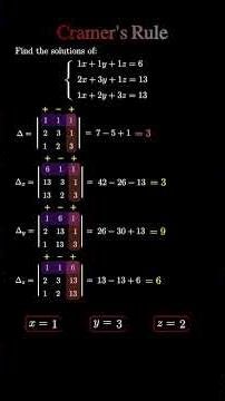Cramer's Rule 3-by-3 order #maths #mathhacks #education #mathwithsirqadir#mathematics