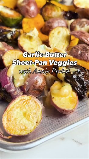 EatingWell on Instagram: "These sheet-pan roasted vegetables are an easy side that pairs well with a variety of mains, like roasted chicken, pork or fish. Roasting the garlic brings out its sweet flavor—perfect for combining with fresh herbs and lemon zest to create a garlic-butter mixture. To get the recipe, visit our profile and click the “likeshop” link, then click on the image that corresponds to this video. To save the recipe with MyRecipes, simply tap the heart icon. 🩷"