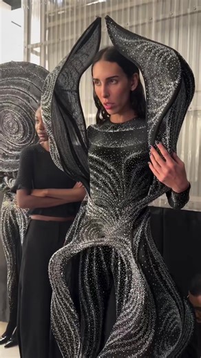 Raya Martigny walking for Rahul Mishra Spring 2026 during Paris Fashion Week 🎥: IG #trans #model #runway