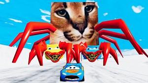 15K views · 121 reactions | Epic Spider-Leg Chase Lightning McQueen vs. Giant Floppa in BeamNG.Drive | Zeenat naija | Facebook