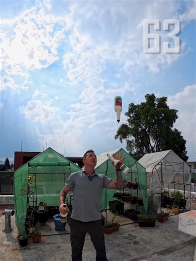 *Día 63 de 365 🗓️💪🍾* Hoy el reto cambió un poco la dinámica. *Dominada con combinación de 3 botellas haciendo trenza*, desde la azotea… con los huertos de fondo. El ejercicio sigue siendo el mismo, pero a veces vale la pena agregar un poco de complejidad para mantener el control y la coordinación. Día 63. Seguimos sumando repeticiones. #Reto365 #Flairbartender #BartenderLife #DisciplinaDiaria