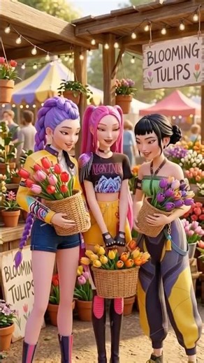 Rumi, Mira & Zoey Spring Flower Market Shopping 🌸🛍️ | Kpop Demon Hunters Funny Shorts