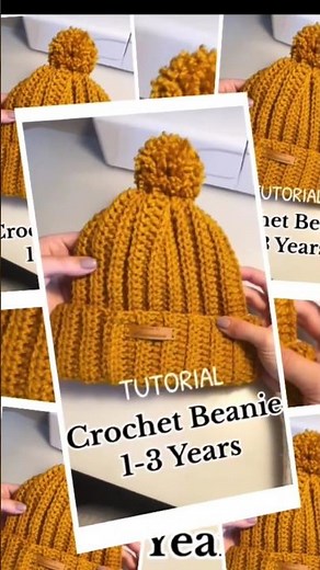 How to Crochet Ribbed Beanie for Kids (1–3 Years)🧶💕