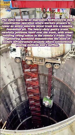 Mega Construction Feat: Watch a Concrete Truck Get Lowered Into Giant Pit!