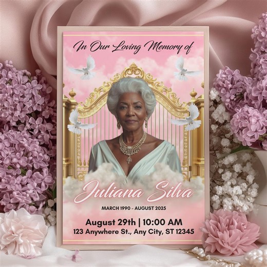 Funeral Program Template | Pink Obituary Booklet, Welcome Sign (digital Download - Etsy