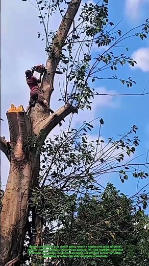 Massive Tree Felling by Expert Climber | High-Risk Chainsaw Logging Skills