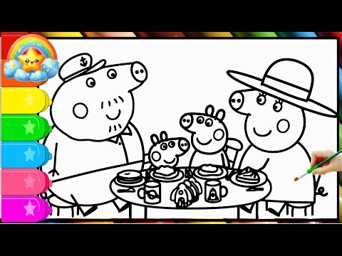 Peppa Pig funny dinner with her family Drawing Easy, Peppa Pig Drawing, Peppa Pig Coloring