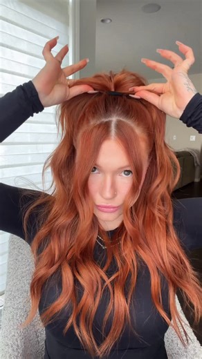 Abbey Brookee on Instagram: "Holiday hairstyles you’ll want to rock this season! 1: use your heat protector!!! My fav is @amikapro the shield anti-humidity spray 2: grab a 1.25 curling iron and curl in opposite directions 3: section out some hair in front of your face 4: section your hair in a half up pony 5: to make your pony voluminous do these 2 steps! 1- on your last loop of your elastic split your pony in half and loop the elastic only around the top 2- take a bobby pin and stick it directl