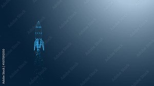 Blue Particle Rocket Launching Upward, Alpha Channel and Black Matte for Seamless Integration. (Change at 10 and 20 seconds)