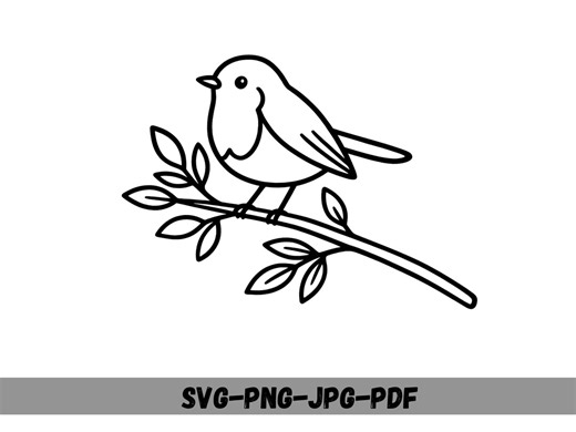 Bird on Branch SVG, Minimalist Bird Cut File, Nature Wall Art Png, Robin Clipart, Botanical Branch Design, Nursery Decor, Cricut, Silhouette - Etsy