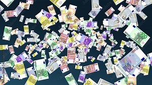 Money in Motion: Mesmerizing Animation Loop of Rotating Euro Banknotes Rotating 2160p 4k